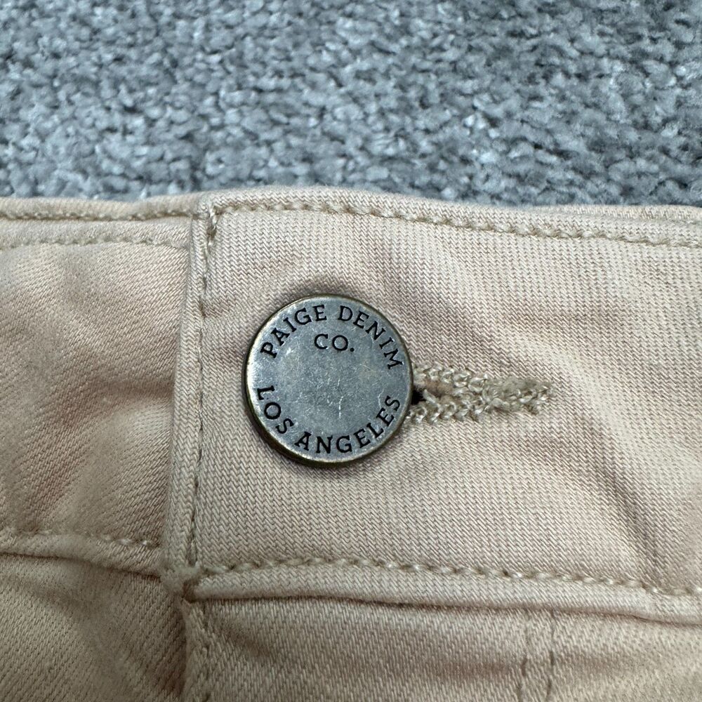 PAIGE Genesee High Rise Wide Leg Denim Jeans Size 28 Sandie Beige Tan Stretch - Picture 8 of 16